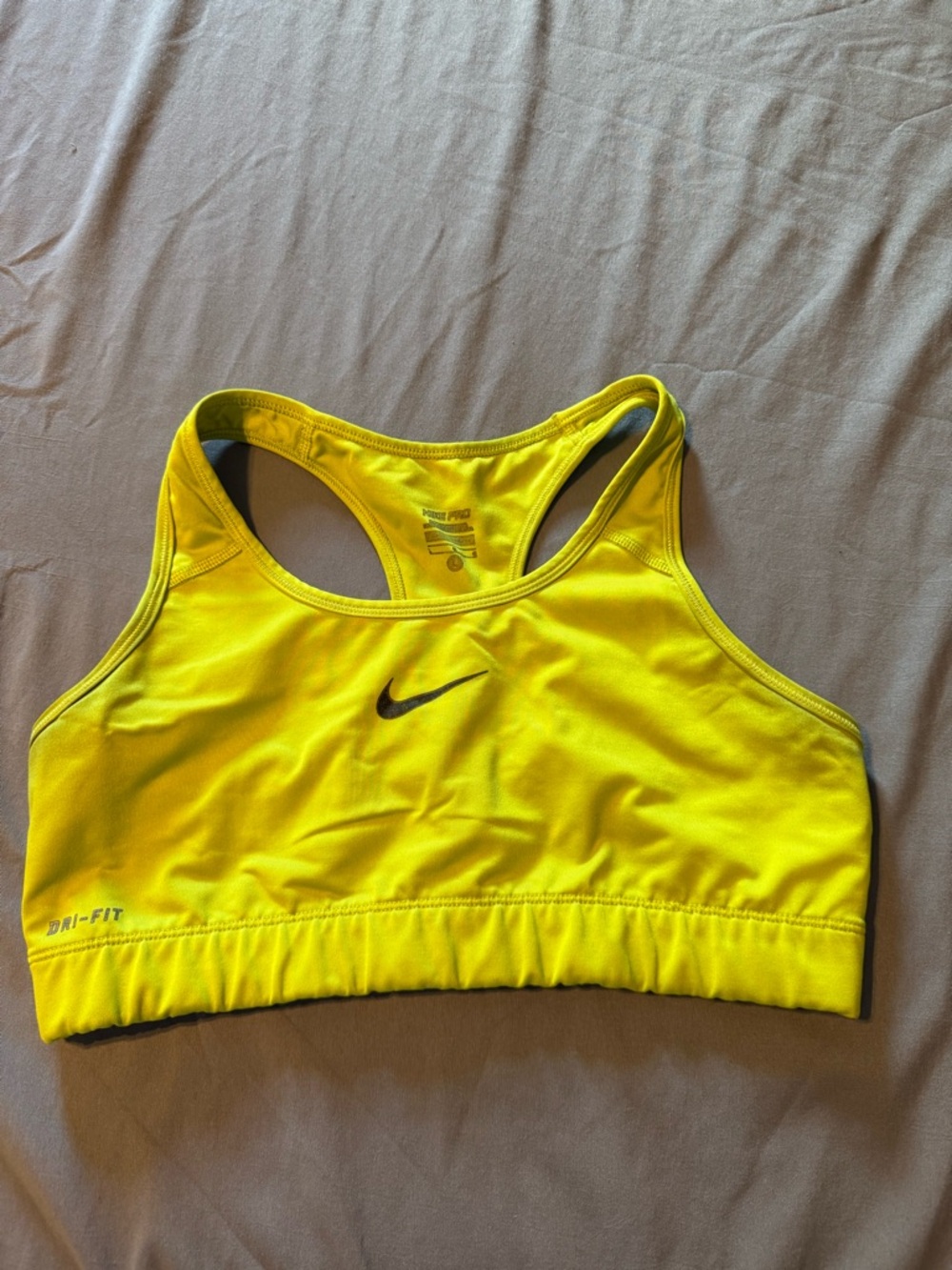 Nike Yellow Racerback Dri-FIT Sports Bra